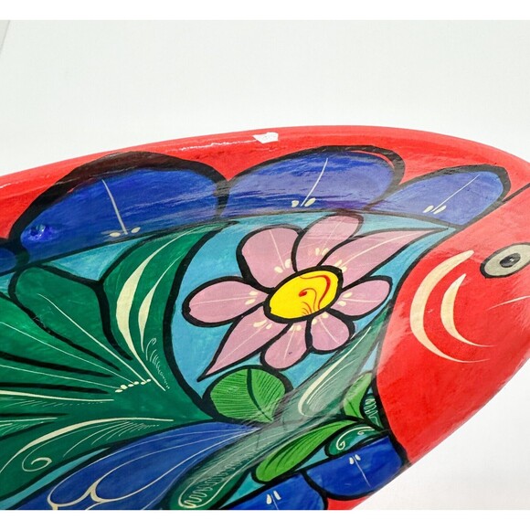 Vintage Handmade Talavera Terracotta Fish Serving Platter Plate Hand Painted - Picture 9 of 9